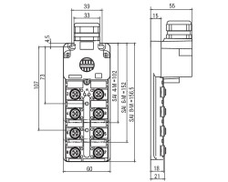 Пассивный распределитель SAI-6-MHD-4P M12 (1705933000)