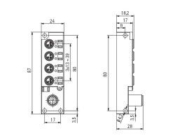 Пассивный распределитель SAI-4-S12 M8 L 1:1 (1449400000)