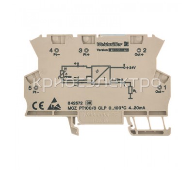 MCZ PT100/3 CLP 0...100C Преобразователь сигнала термосопротивления (8425720000)