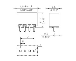 Вилочный разъем, соединение под пайку SL-SMT 3.50/03/180G 1.5SN BK BX (1752992001)