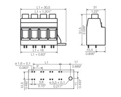 Клемма печатной платы LXXX 15.00/02/90FR 4.5SN BK BX (1047610000)