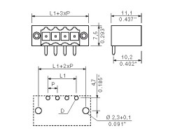 Вилочный разъем, соединение под пайку SL-SMT 3.50/18/90F 3.2SN BK BX (1842240000)