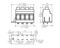 Клемма печатной платы LXXX 15.00/09/90FL 4.5SN GY BX (1386950000)