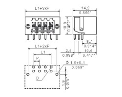 Вилочный разъем, соединение под пайку S2L-SMT 3.50/16/90LF 3.2SN BK BX (1794910000)