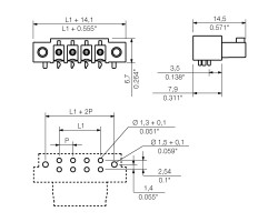 Розеточная колодка с соединением под пайку BCL-SMT 3.81/11/90LFI 1.5SN BK BX (1028830000)