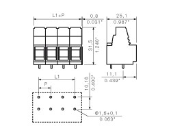 Клемма печатной платы LUP 10.16/04/90 5.0SN BK BX (1226310000)