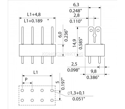 Клемма печатной платы PCF 5.00/03/180 3.5SN BL BX (6385350000)