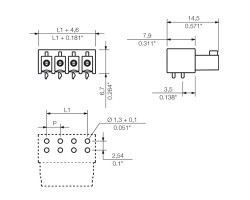 Розеточная колодка с соединением под пайку BCL-SMT 3.81/10/90 1.5SN BK BX (1974890000)