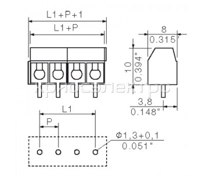 Клемма печатной платы PM 5.08/04/90 3.5SN BK BX PRT (1145790000)