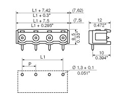 Вилочный разъем, соединение под пайку SL 7.50/04/90B 3.2SN OR BX (1628490000)