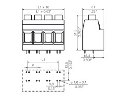 Клемма печатной платы LXXX 15.00/06/90 4.5SN BK BX (1386400000)