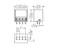 Вилочный разъем, соединение под пайку S2L-SMT 3.50/10/180G 3.5SN BK RL (1807800000)