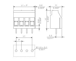 Клемма печатной платы LL 5.00/03/90 3.2SN BK BX (1067540000)