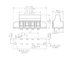 Клемма печатной платы LXBL 15.00/01/90 4.5SN BK BX (1226590000)