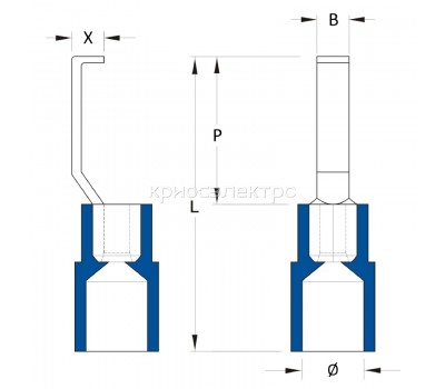 Крючкообразный кабельный наконечник HBT 2,5 - 4,6 BL (1233330000)